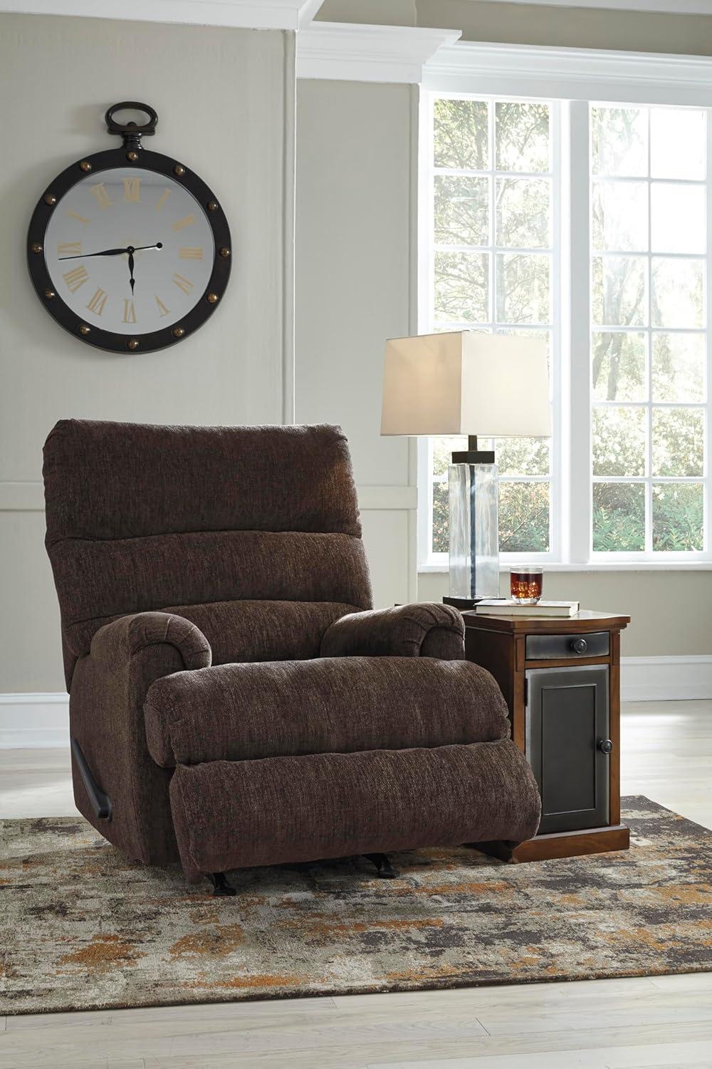 imageSignature Design by Ashley Man Fort Traditional One Pull Rocker Recliner BeigeDark Brown