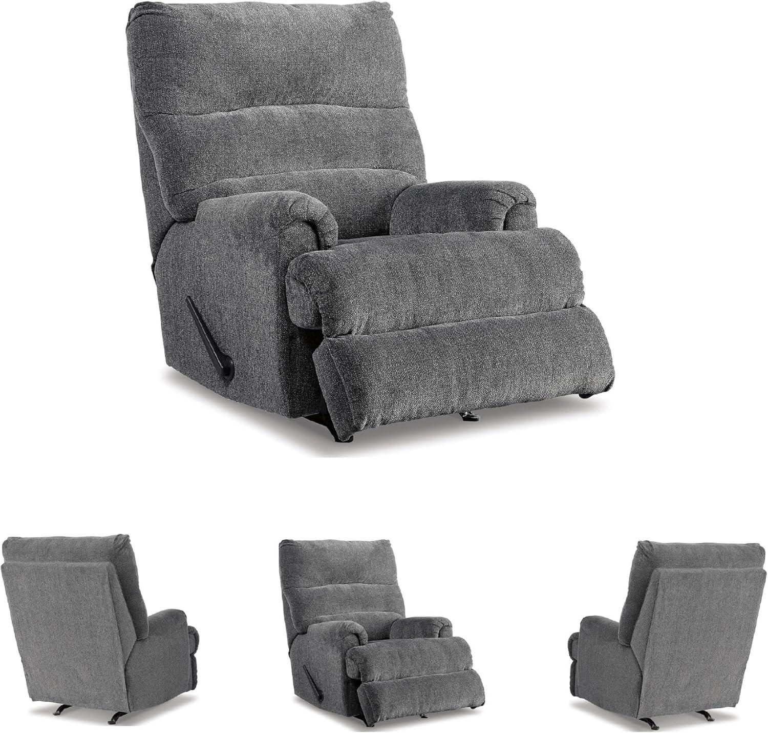 imageSignature Design by Ashley Man Fort Traditional One Pull Rocker Recliner BeigeDark Gray