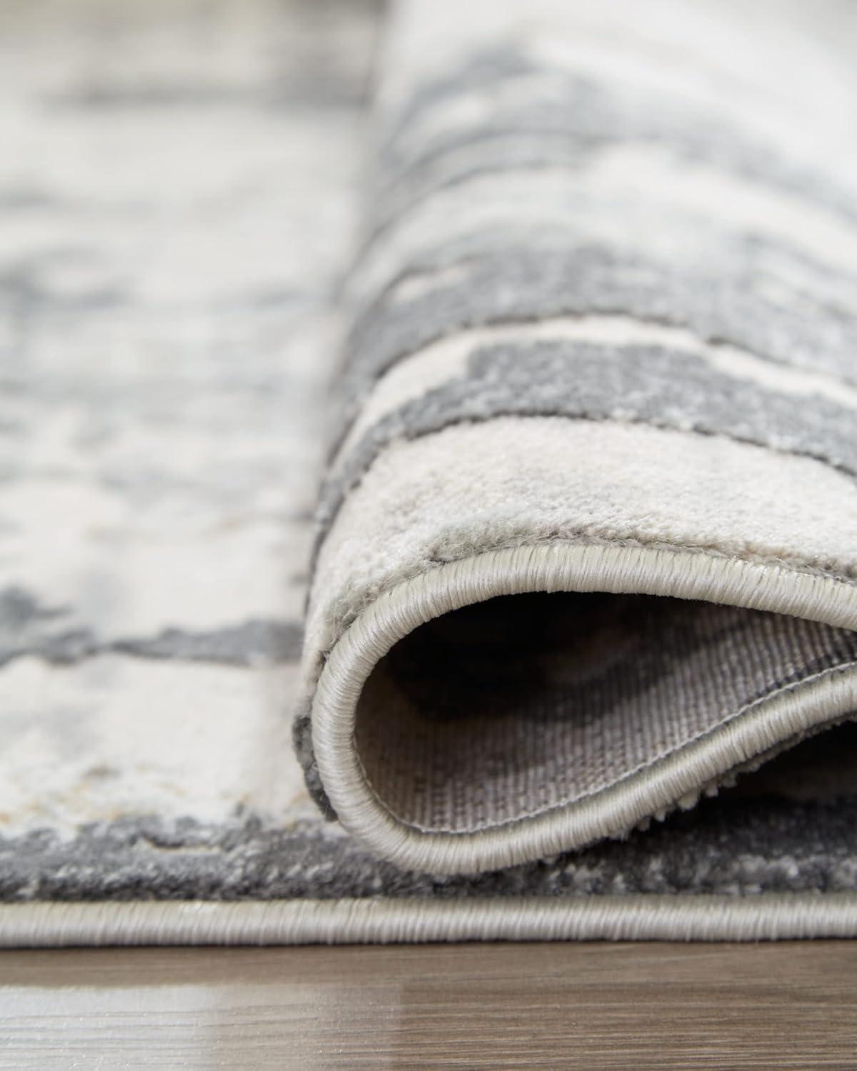 imageSignature Design by Ashley Mazatl Contemporary 8 x 10 Medium Pile Abstract Design Rug Cream Gold ampamp Gray53 x 73 Rectangular