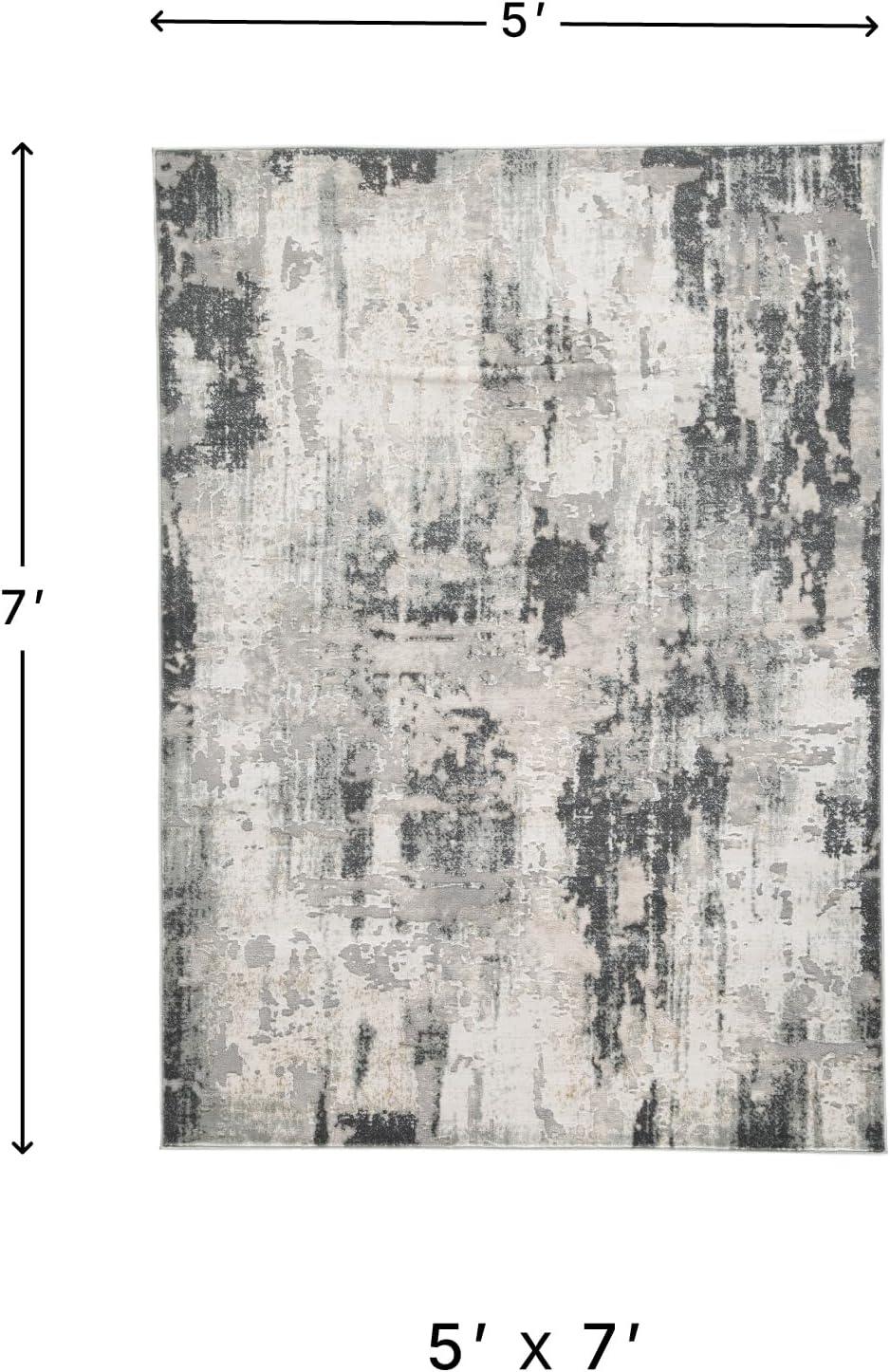 imageSignature Design by Ashley Mazatl Contemporary 8 x 10 Medium Pile Abstract Design Rug Cream Gold ampamp Gray53 x 73 Rectangular