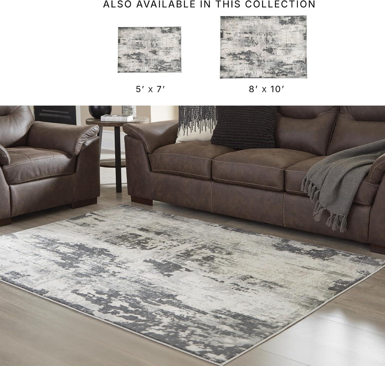 imageSignature Design by Ashley Mazatl Contemporary 8 x 10 Medium Pile Abstract Design Rug Cream Gold ampamp Gray53 x 73 Rectangular