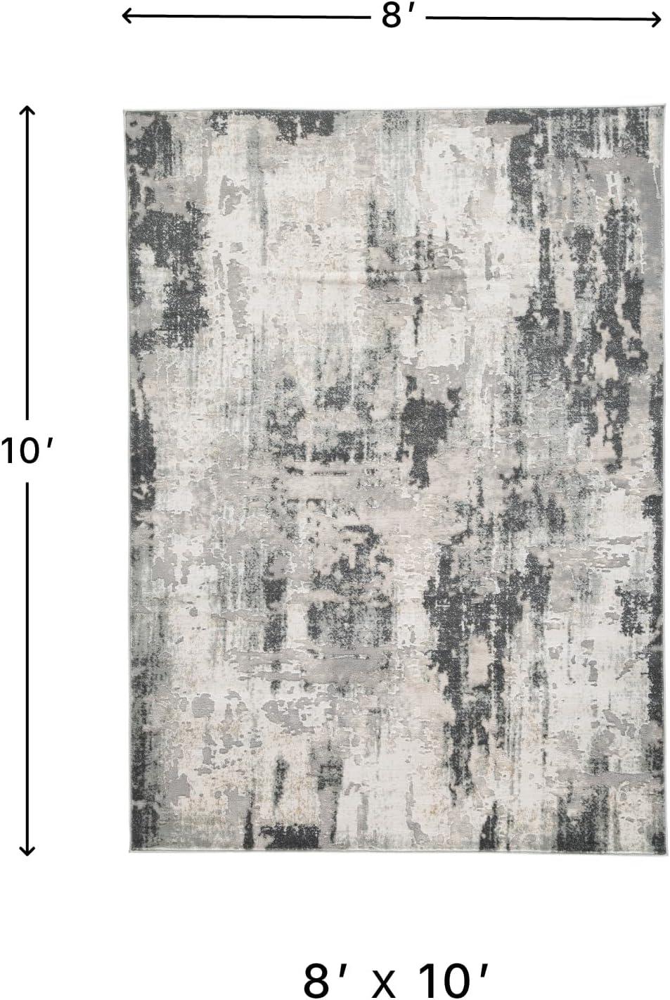 imageSignature Design by Ashley Mazatl Contemporary 8 x 10 Medium Pile Abstract Design Rug Cream Gold ampamp Gray710 x 102 Rectangular