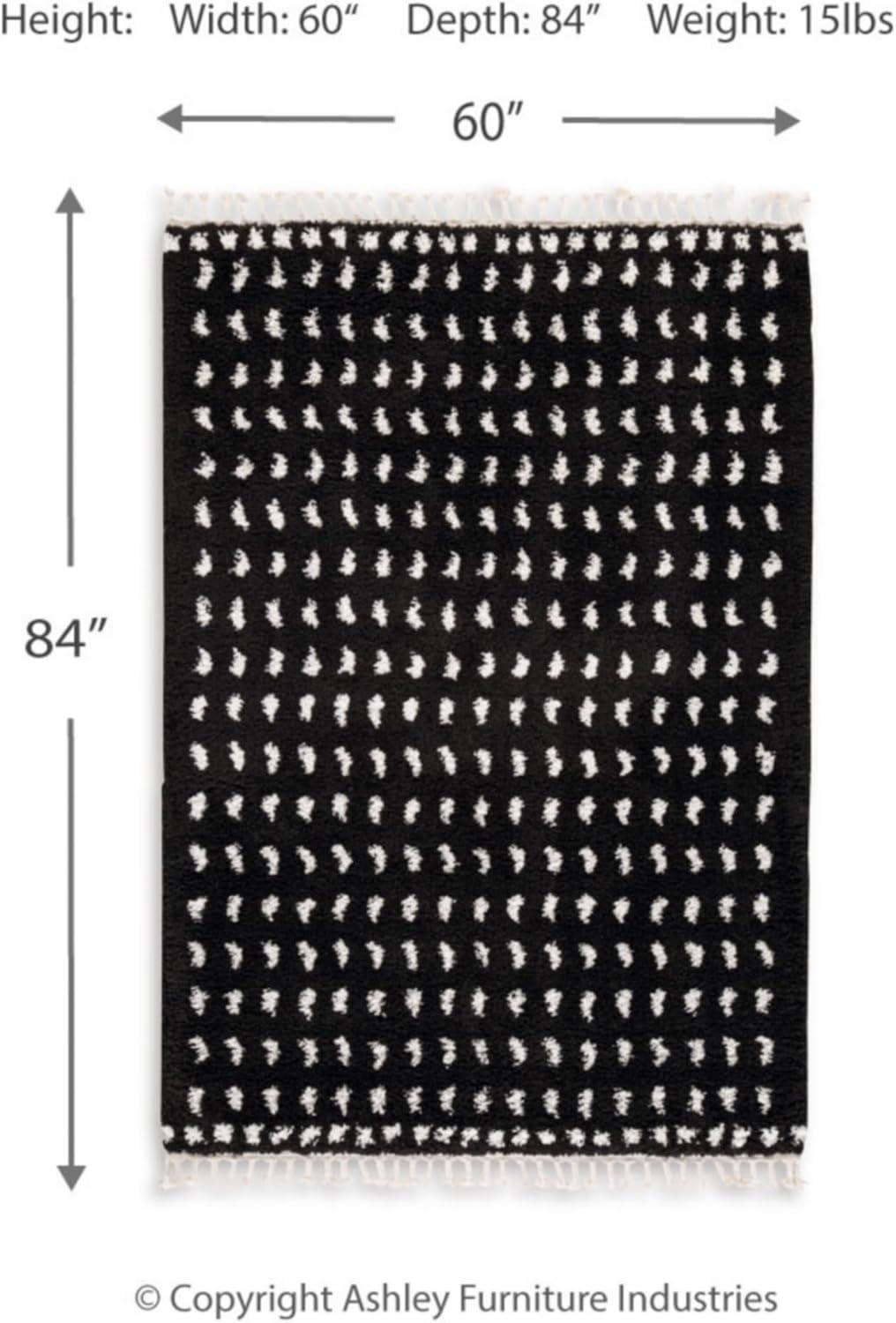 imageSignature Design by Ashley Minston Contemporary 5 x 7 Machine Woven Dot Design with Braided Tassel Edge Medium Area Rug High Pile Black ampamp White5 x 7