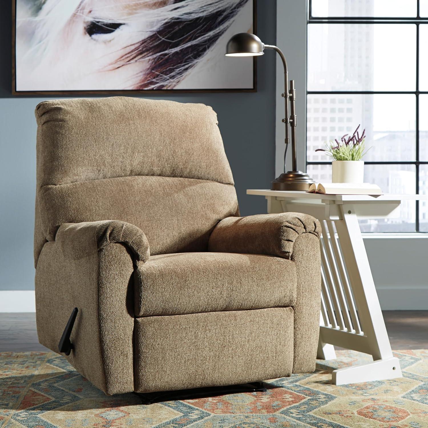 imageSignature Design by Ashley Nerviano Traditional Zero Wall Recliner Dark BrownLight Brown