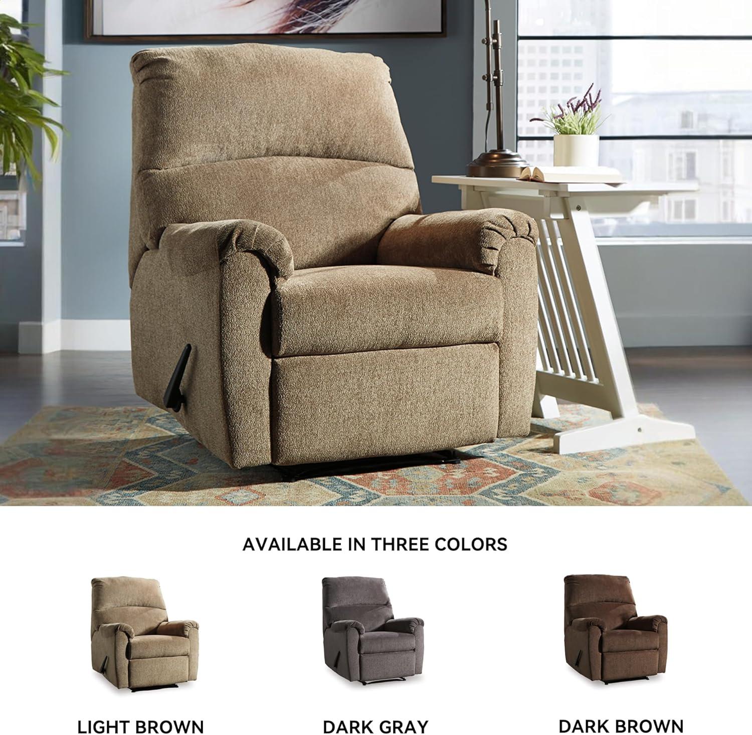 imageSignature Design by Ashley Nerviano Traditional Zero Wall Recliner Dark BrownLight Brown