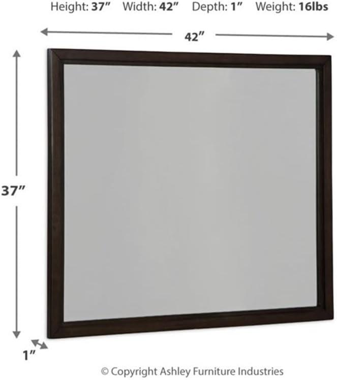 imageSignature Design by Ashley Neymorton Contemporary WallMounted Framed Bedroom Mirror Dark Brown