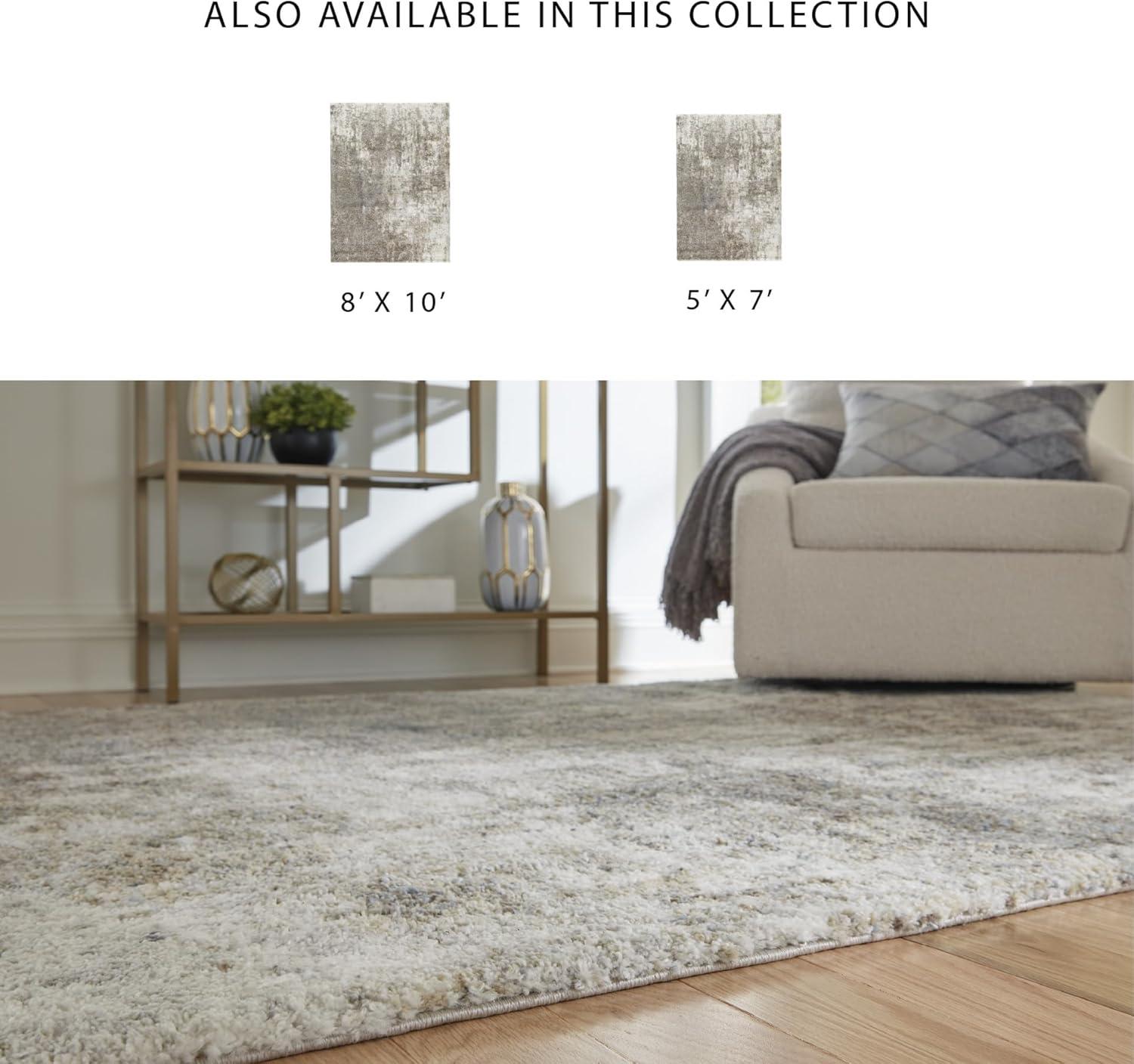 imageSignature Design by Ashley Pearidge Contemporary 5x7 Area Rug Light Brown ampamp White53 x 7 Rectangular
