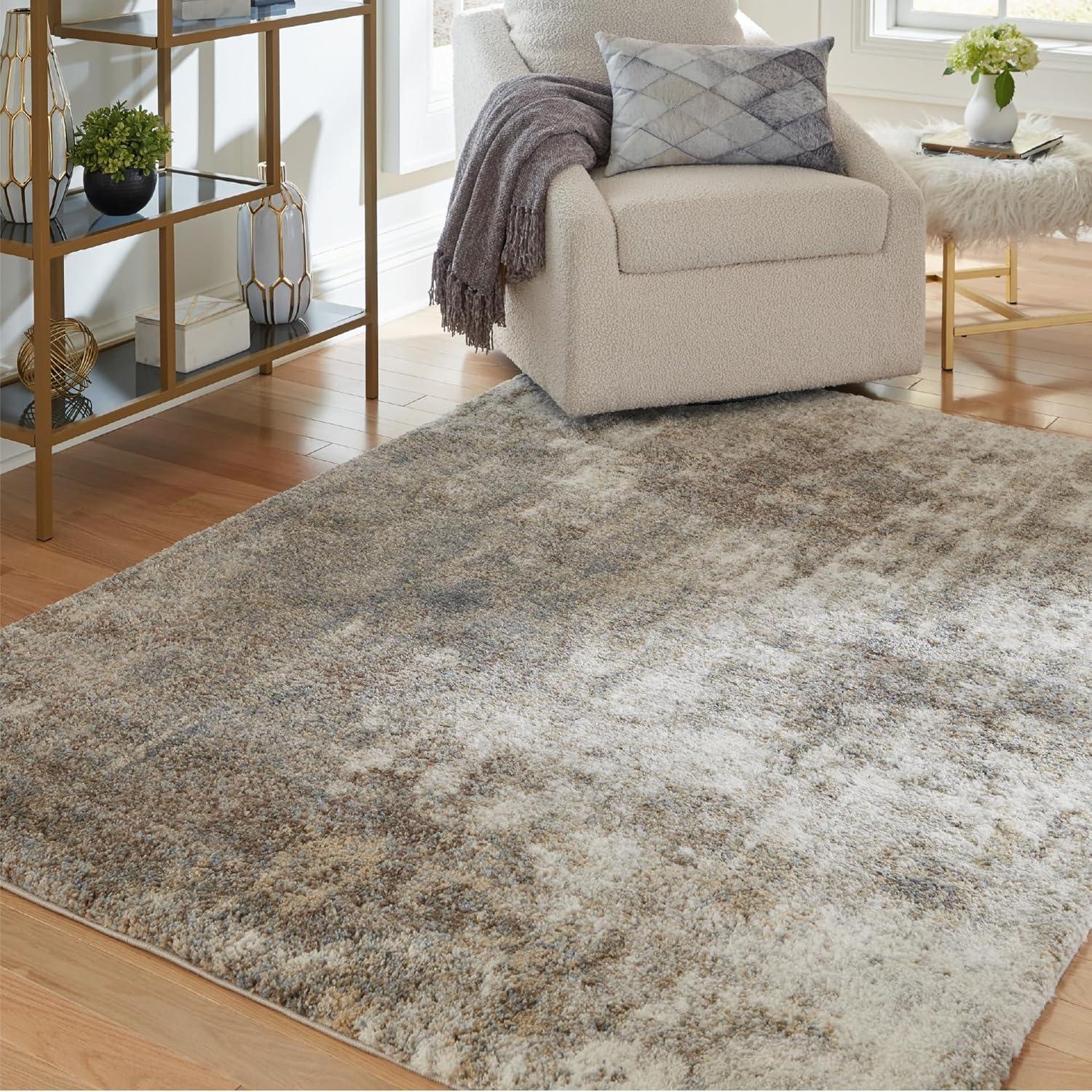 imageSignature Design by Ashley Pearidge Contemporary 5x7 Area Rug Light Brown ampamp White53 x 7 Rectangular
