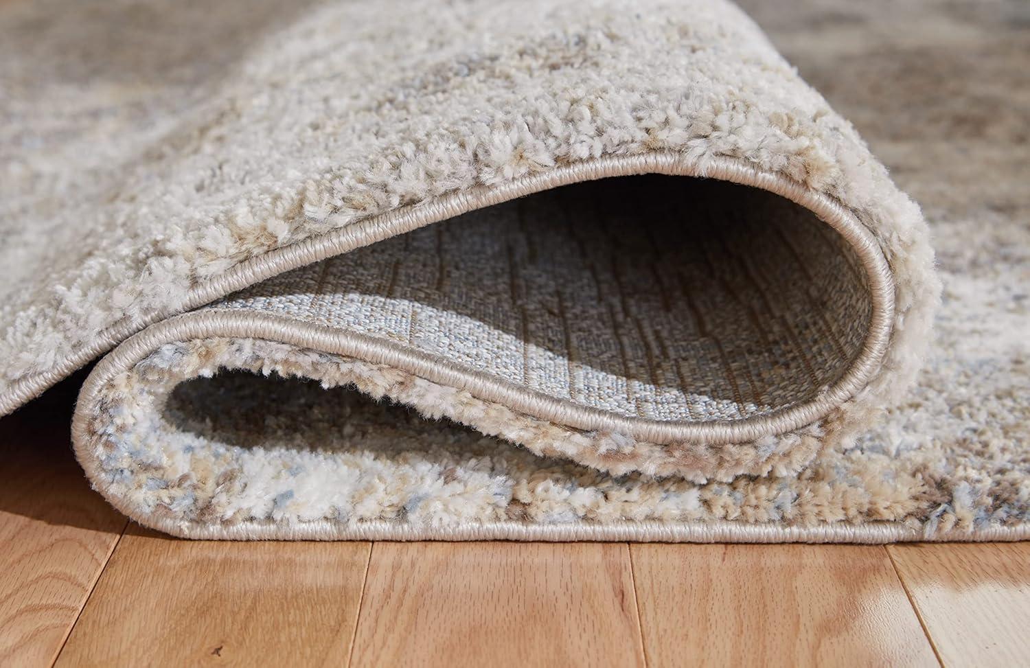 imageSignature Design by Ashley Pearidge Contemporary 5x7 Area Rug Light Brown ampamp White53 x 7 Rectangular