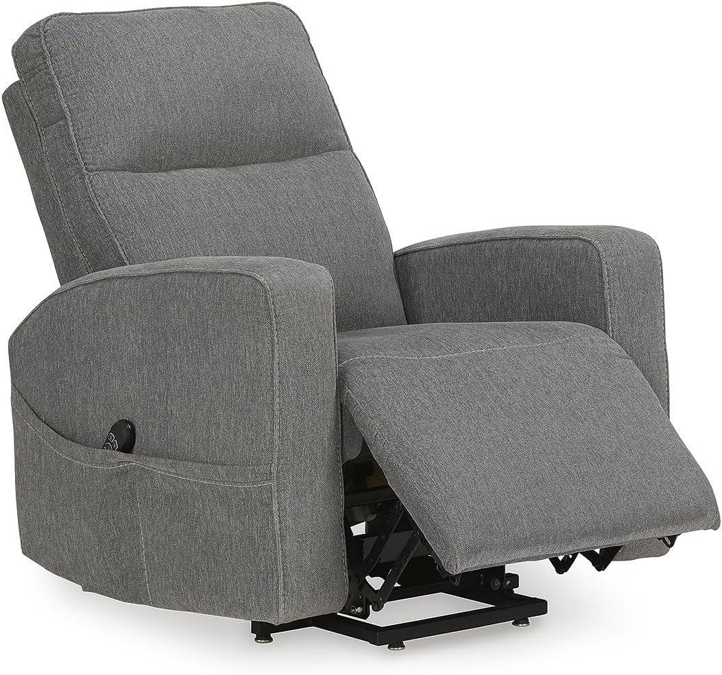 imageSignature Design by Ashley Starganza Modern Stain Resistant Power Lift Recliner with Heat Massage Function and Side Pocket Gray