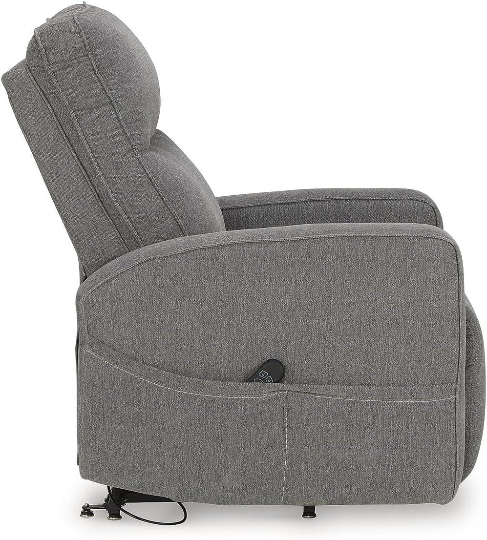 imageSignature Design by Ashley Starganza Modern Stain Resistant Power Lift Recliner with Heat Massage Function and Side Pocket Gray