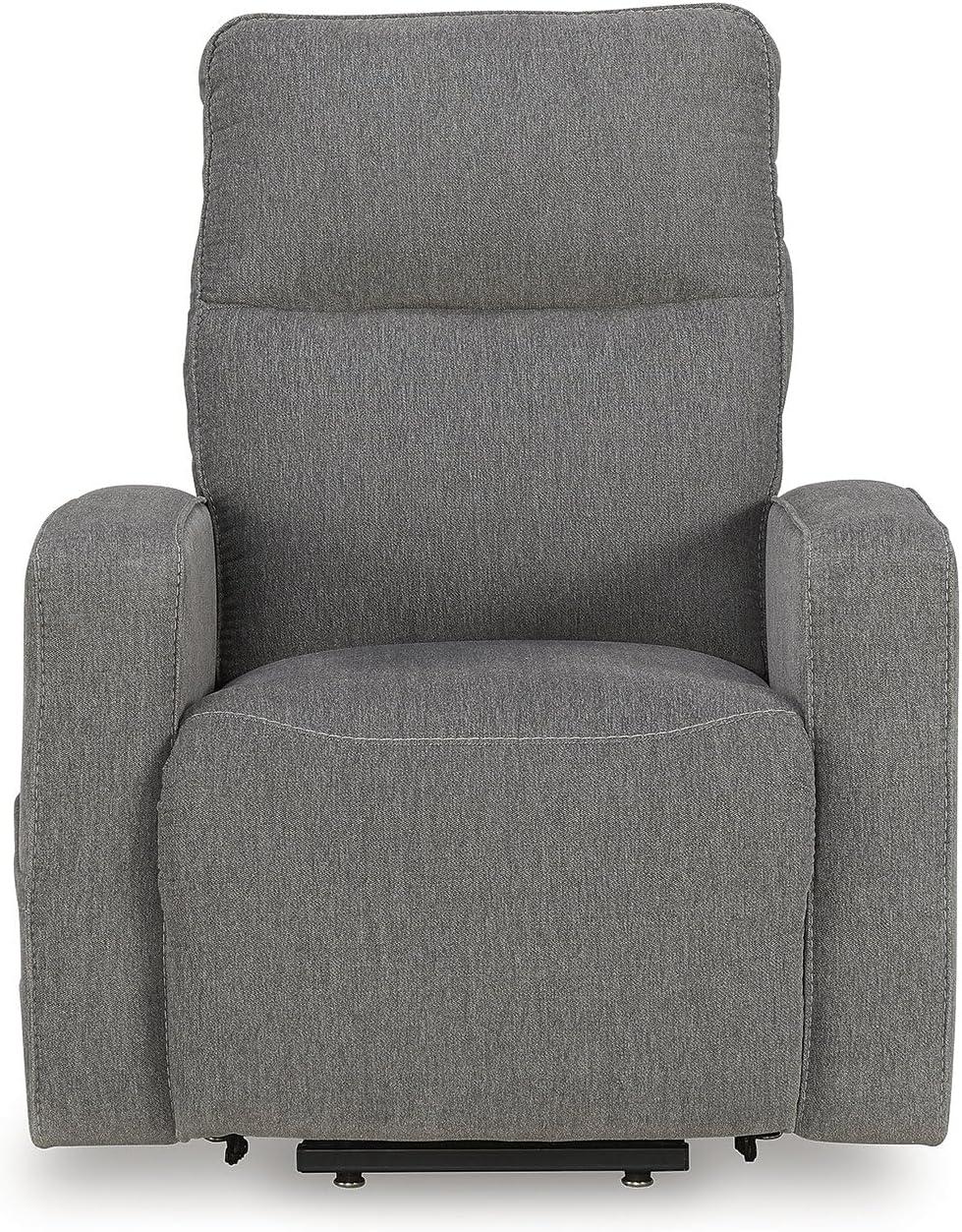 imageSignature Design by Ashley Starganza Modern Stain Resistant Power Lift Recliner with Heat Massage Function and Side Pocket Gray