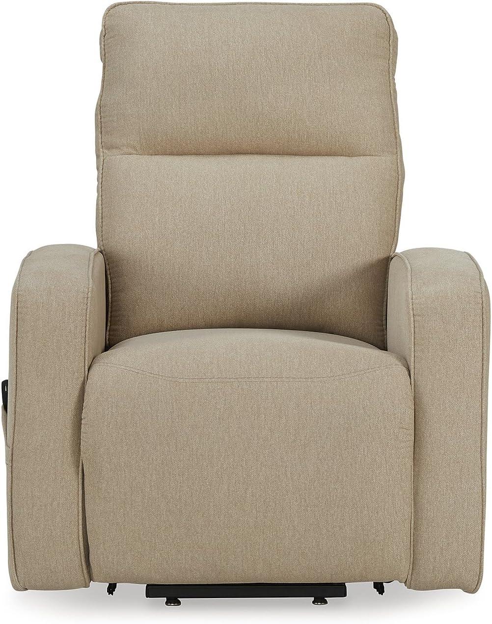 imageSignature Design by Ashley Starganza Modern Stain Resistant Power Lift Recliner with Heat Massage Function and Side Pocket Light GrayBeige