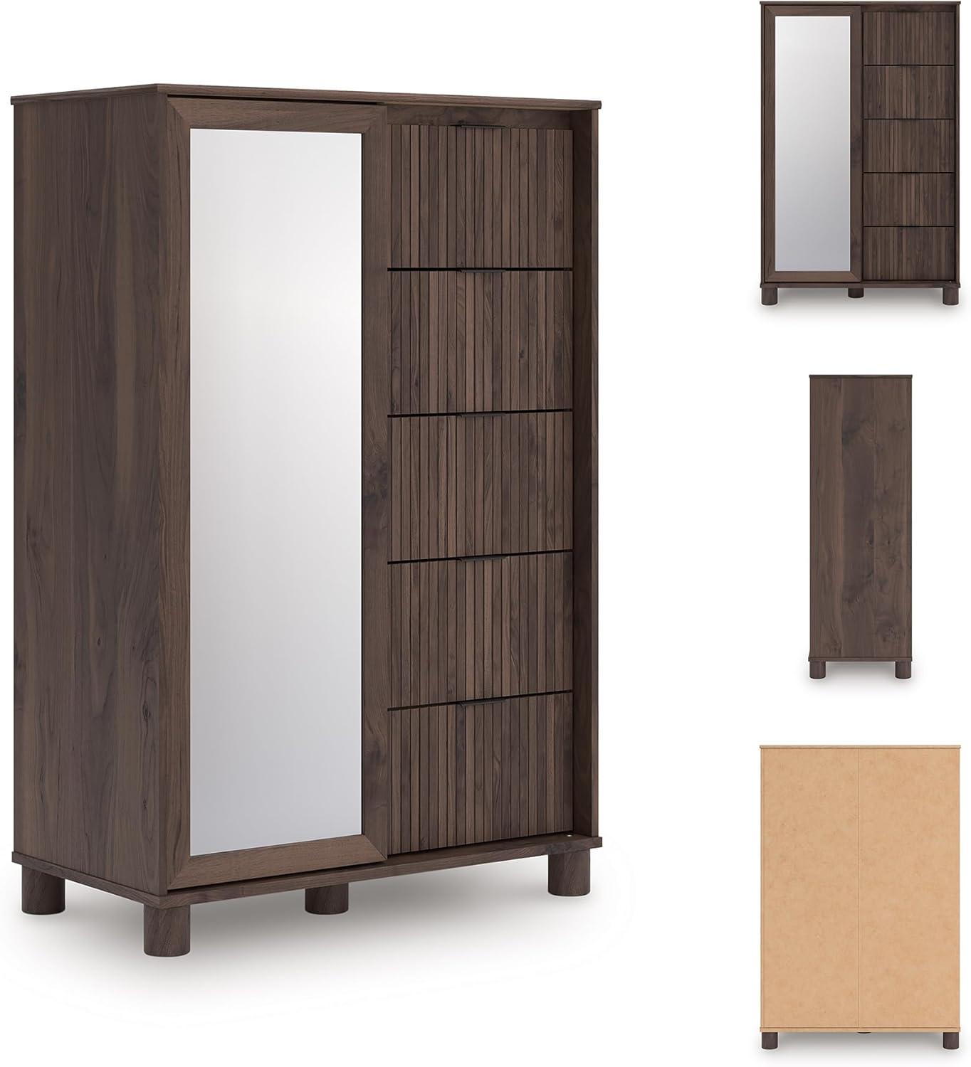 imageSignature Design by Ashley Symarro Casual Dressing 5Drawer Chest with Walnut Finish Dark Brown