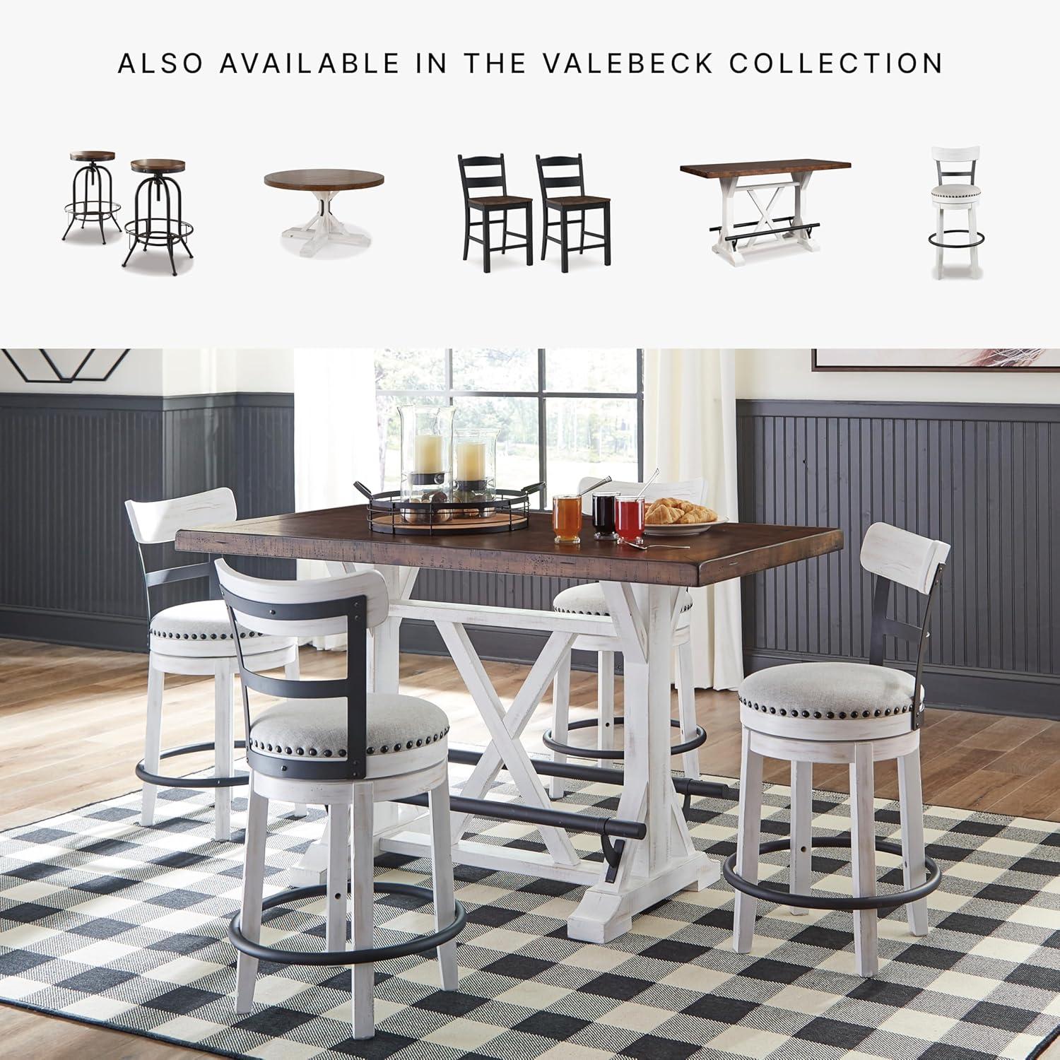 imageSignature Design by Ashley Valebeck Cottage Counter Height Dining Table with Cross Base Dark Brown ampamp BlackCounter