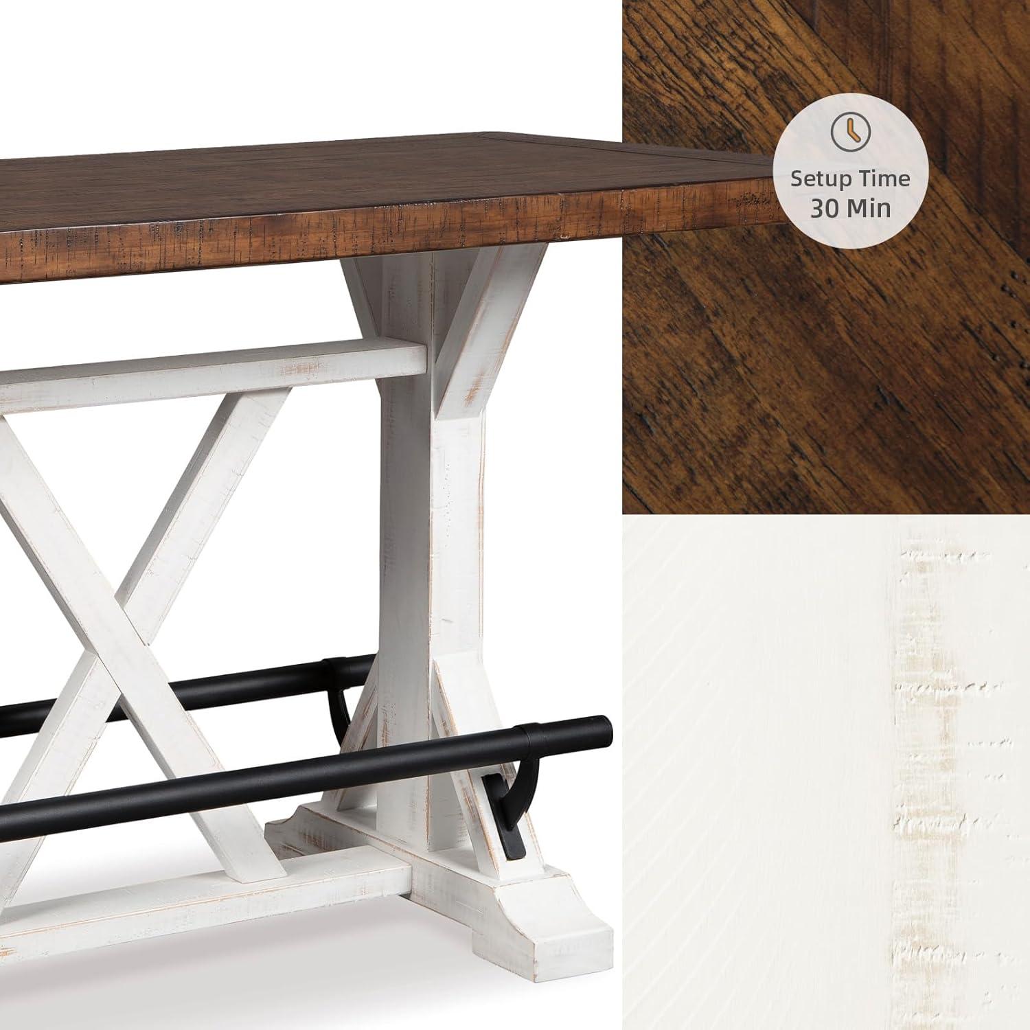 imageSignature Design by Ashley Valebeck Cottage Counter Height Dining Table with Cross Base Dark Brown ampamp BlackCounter