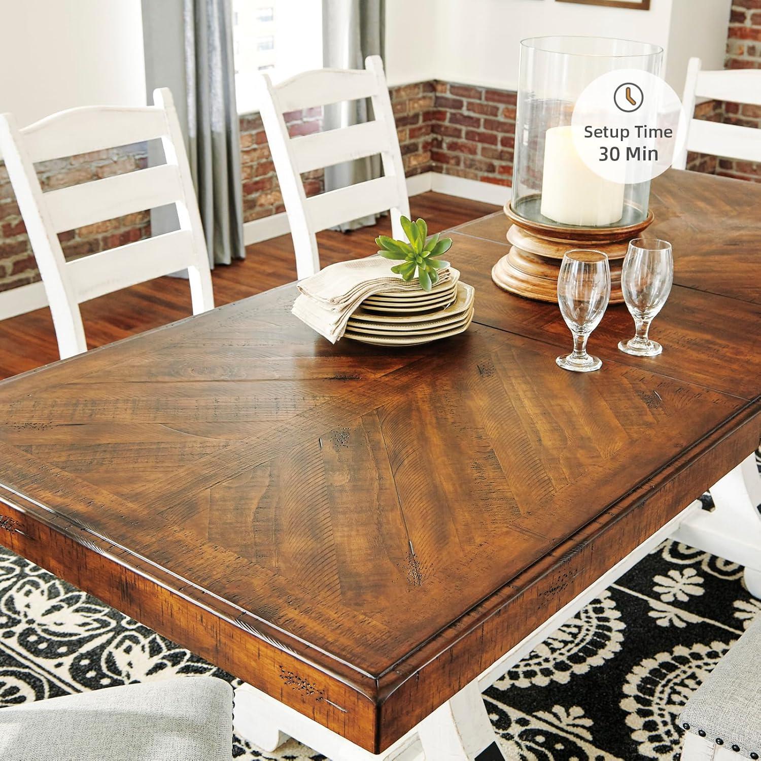 imageSignature Design by Ashley Valebeck Cottage Counter Height Dining Table with Cross Base Dark Brown ampamp BlackStandard