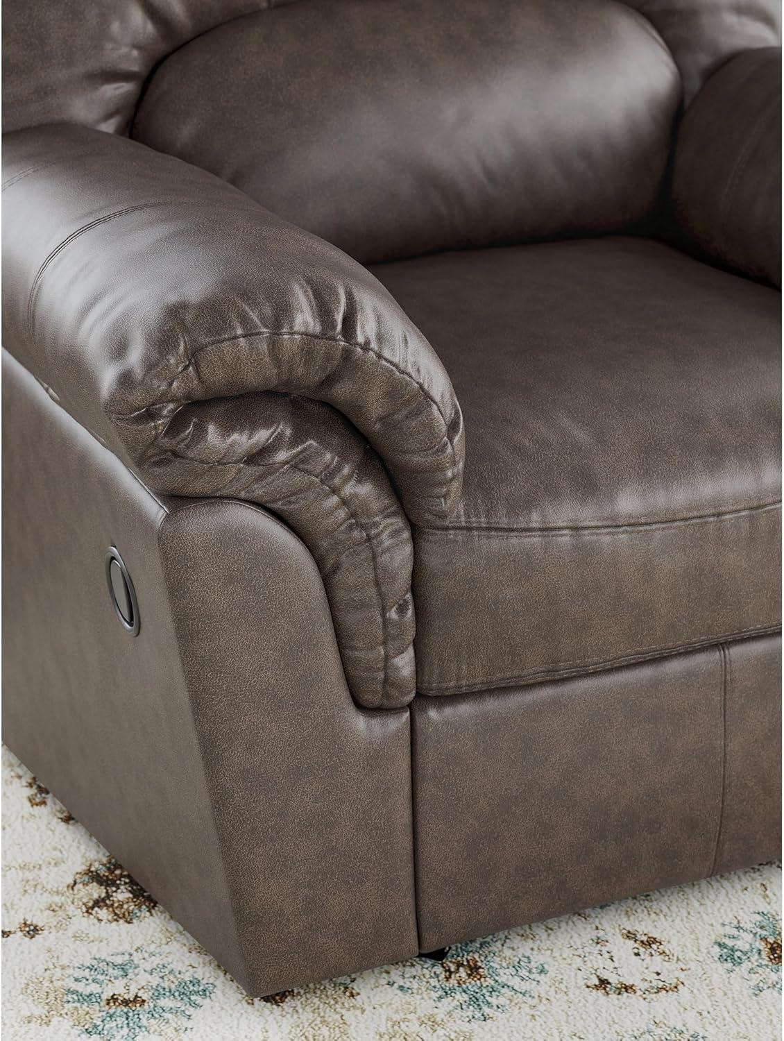 imageSignature Design by Ashley Walker Point Contemporary Faux Leather Rocker Recliner with Arm Rest Dark Brown