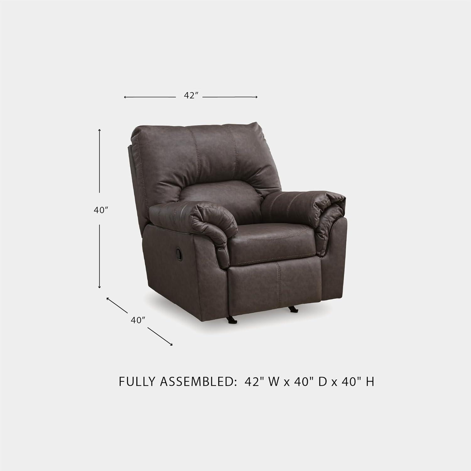 imageSignature Design by Ashley Walker Point Contemporary Faux Leather Rocker Recliner with Arm Rest Dark Brown