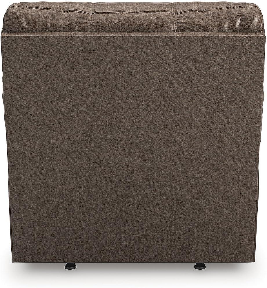 imageSignature Design by Ashley Walker Point Contemporary Faux Leather Rocker Recliner with Arm Rest Dark Brown
