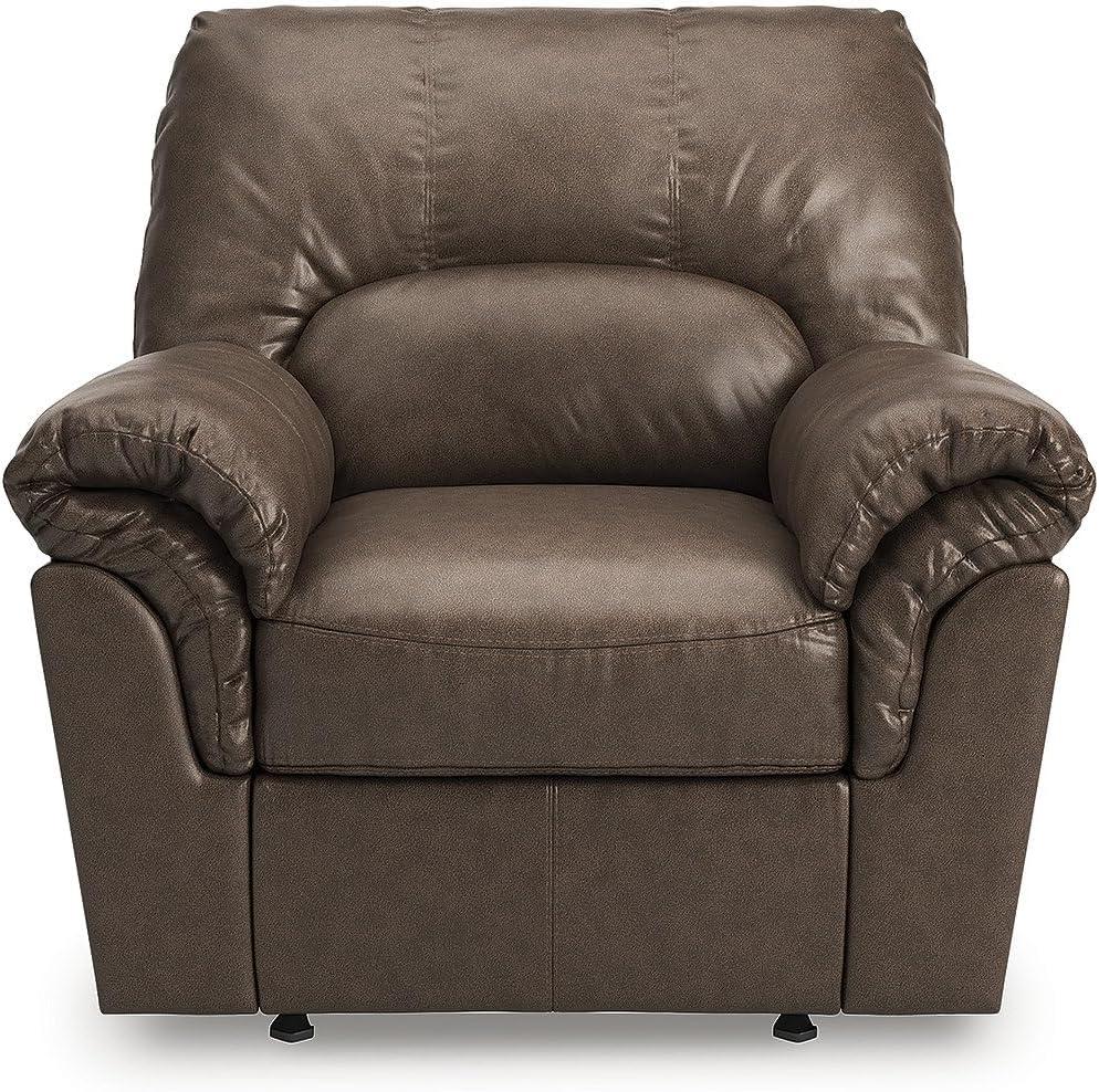 imageSignature Design by Ashley Walker Point Contemporary Faux Leather Rocker Recliner with Arm Rest Dark Brown