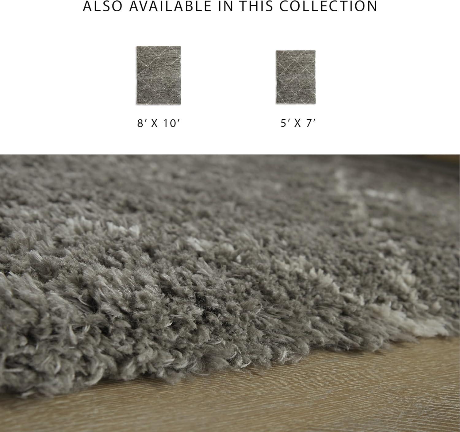 imageSignature Design by Ashley Wrenlow Casual Indoor Stain Resistant Geometric 5 x 7 Shag Rug Gray ampamp WhiteGray  White