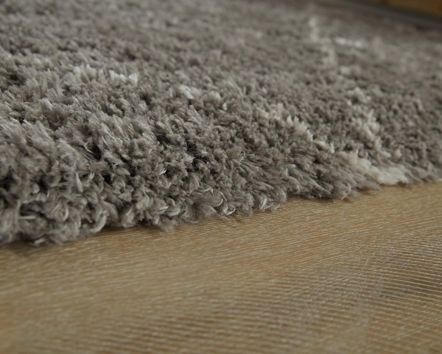 imageSignature Design by Ashley Wrenlow Casual Indoor Stain Resistant Geometric 5 x 7 Shag Rug Gray ampamp WhiteGray  White