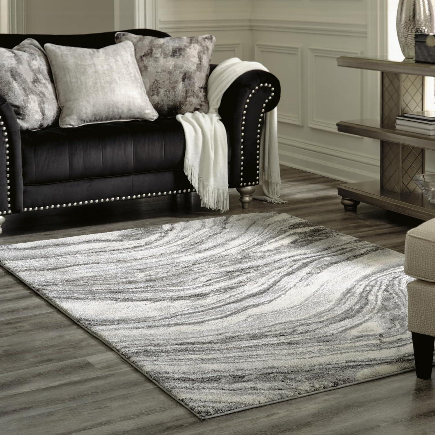 imageSignature Design by Ashley Wysdale Contemporary 5 x 7 High Pile Quartz Inspired Rug Cream ampamp Gray53 x 73 Rectangular
