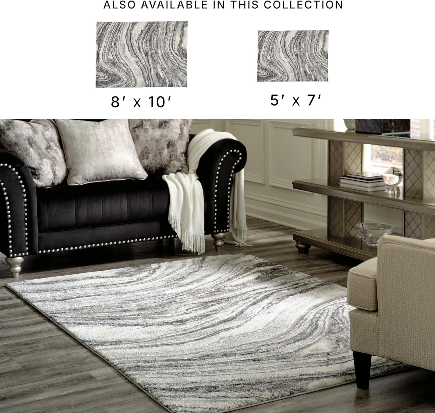 imageSignature Design by Ashley Wysdale Contemporary 5 x 7 High Pile Quartz Inspired Rug Cream ampamp Gray53 x 73 Rectangular