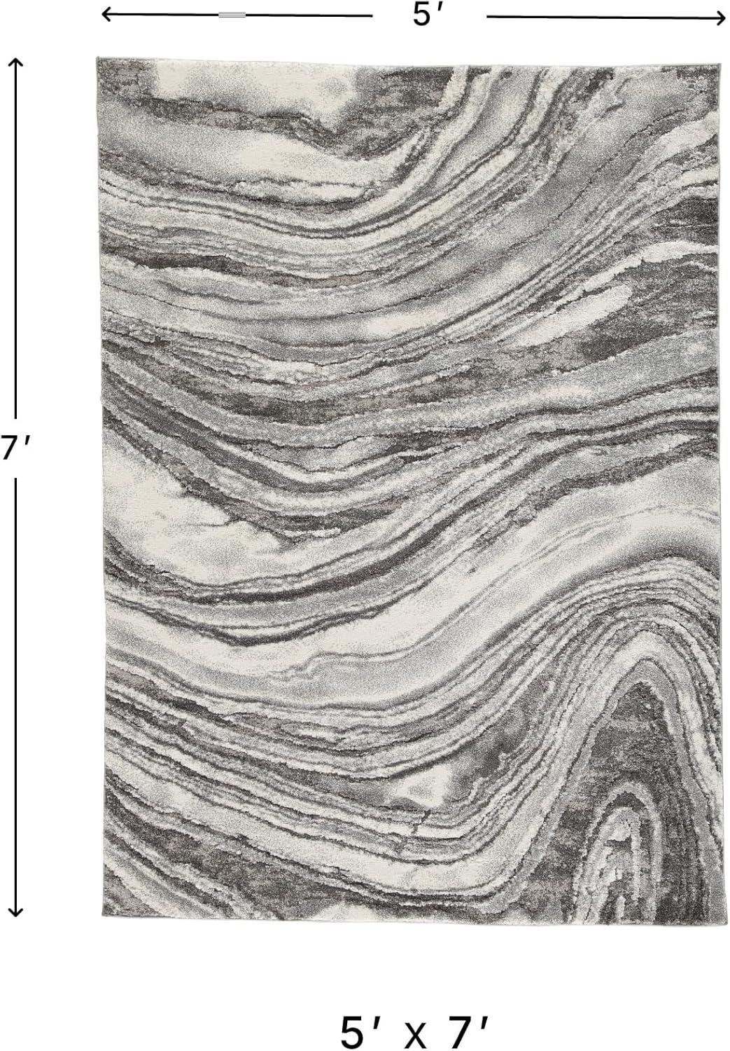 imageSignature Design by Ashley Wysdale Contemporary 5 x 7 High Pile Quartz Inspired Rug Cream ampamp Gray53 x 73 Rectangular