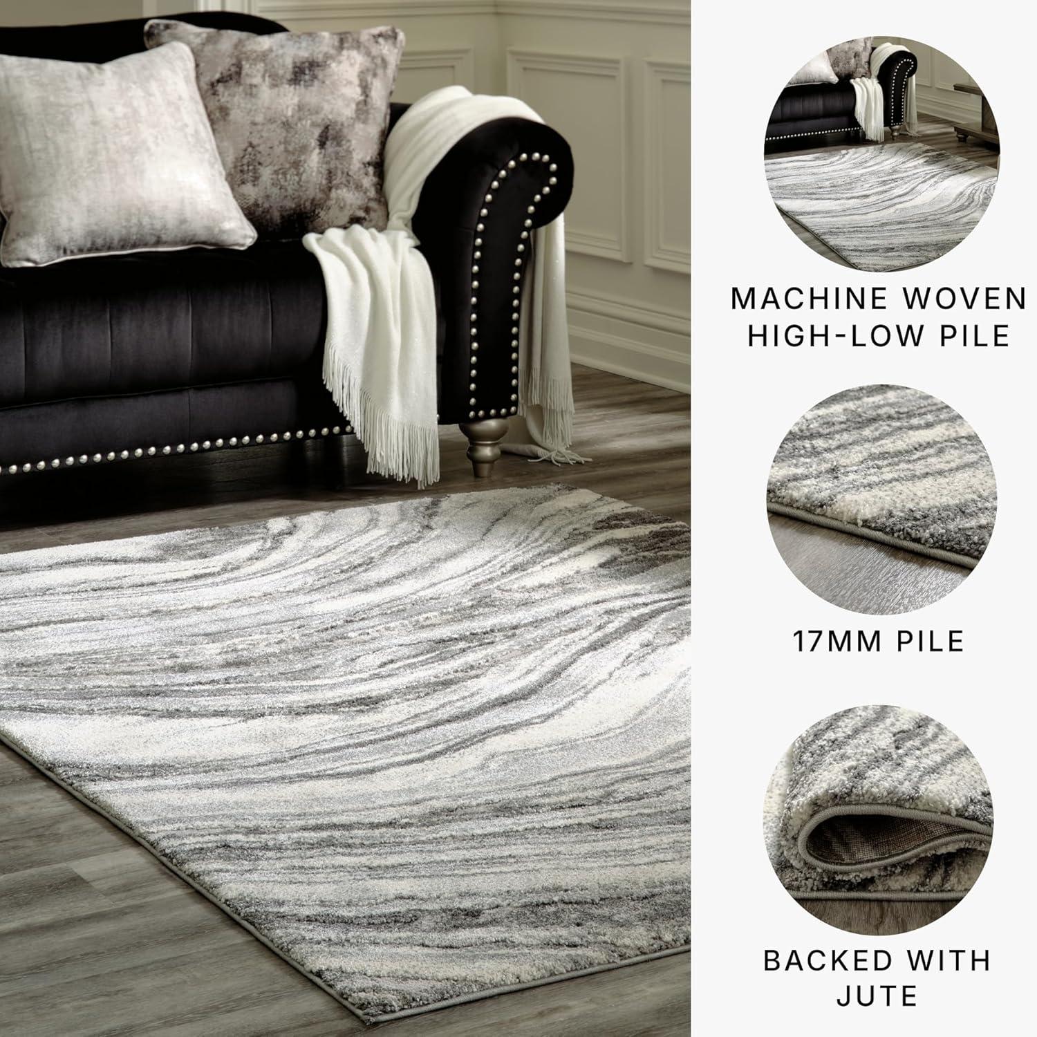 imageSignature Design by Ashley Wysdale Contemporary 5 x 7 High Pile Quartz Inspired Rug Cream ampamp Gray710 x 103 Rectangular