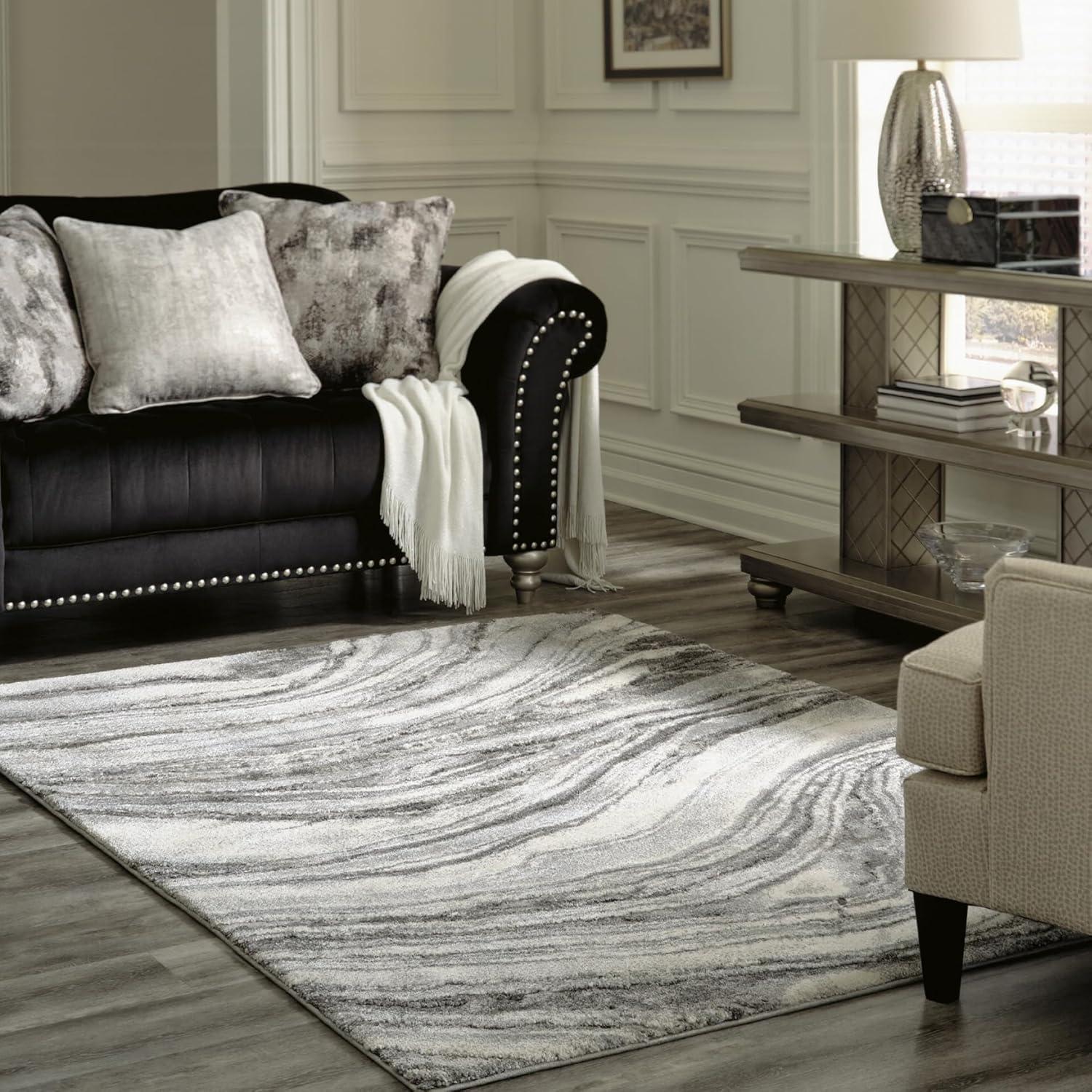 imageSignature Design by Ashley Wysdale Contemporary 5 x 7 High Pile Quartz Inspired Rug Cream ampamp Gray710 x 103 Rectangular