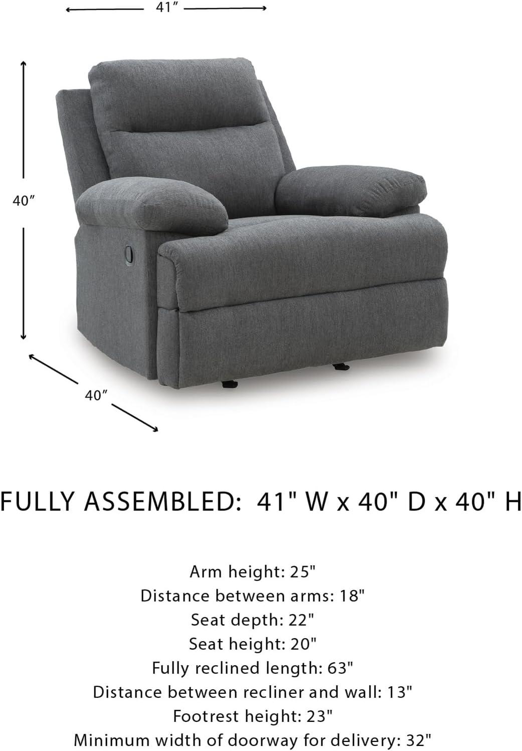 imageSignature Design by Ashley Yarrow Lane Classic Manual Rocker Recliner with PillowTop Arms Light BrownCharcoal