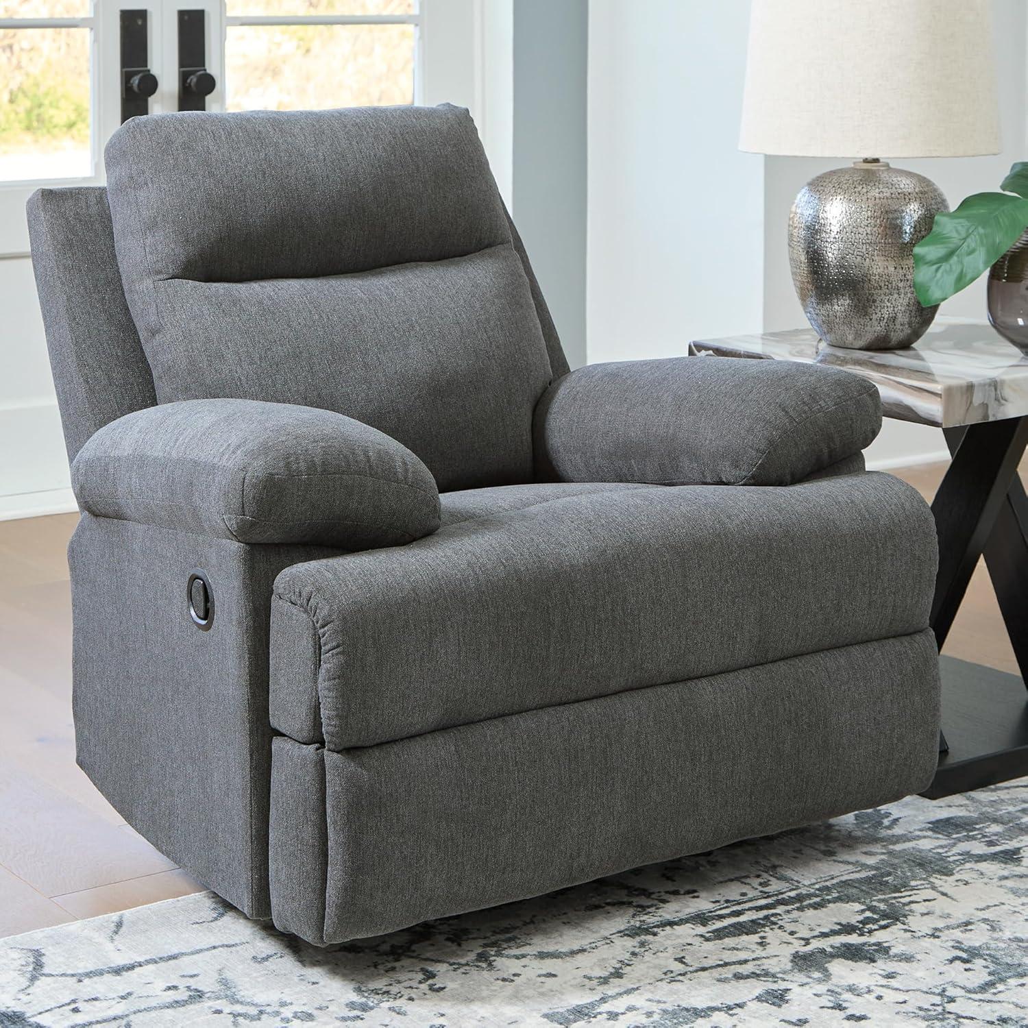 imageSignature Design by Ashley Yarrow Lane Classic Manual Rocker Recliner with PillowTop Arms Light BrownCharcoal