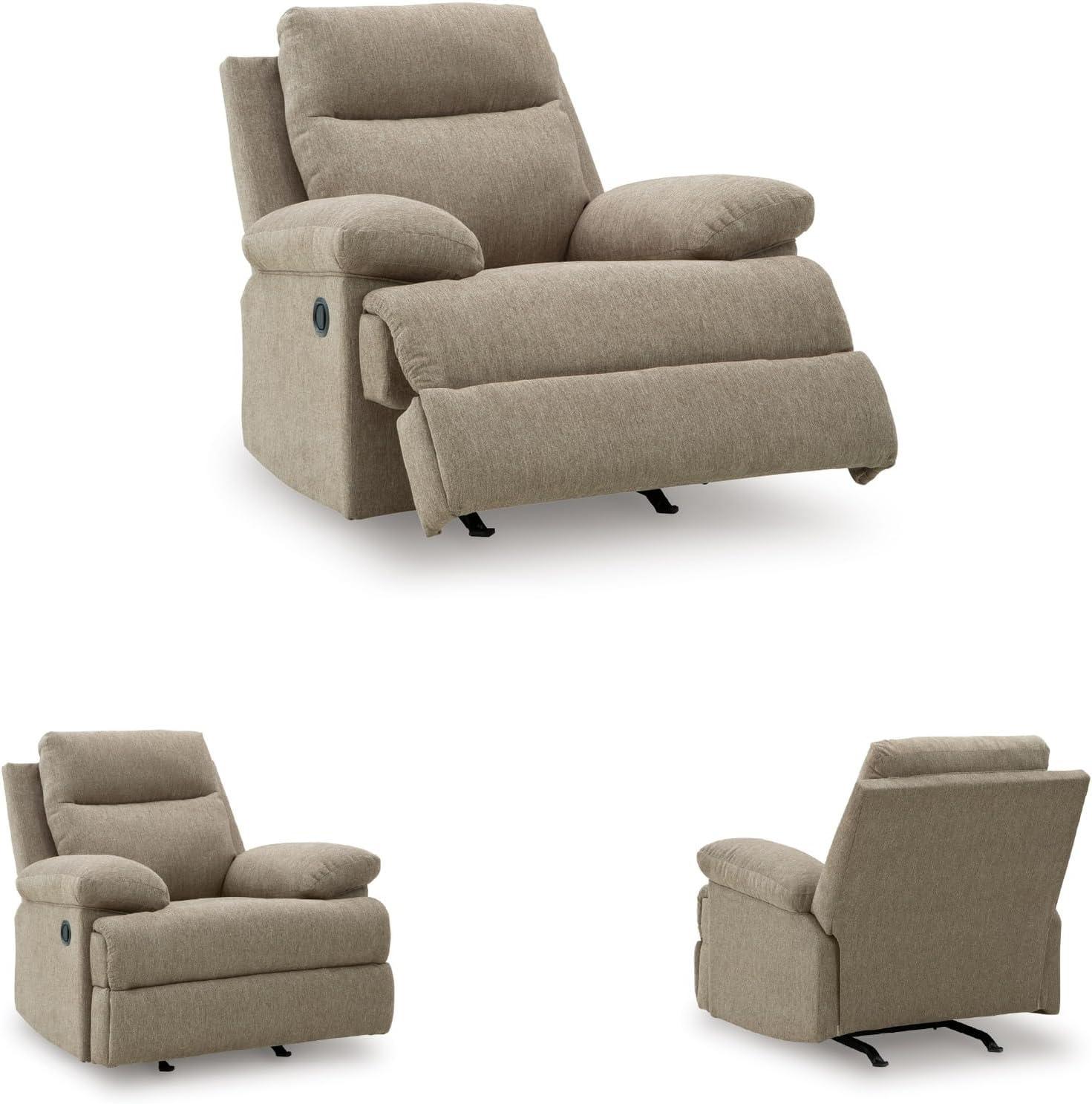 imageSignature Design by Ashley Yarrow Lane Classic Manual Rocker Recliner with PillowTop Arms Light BrownMocha