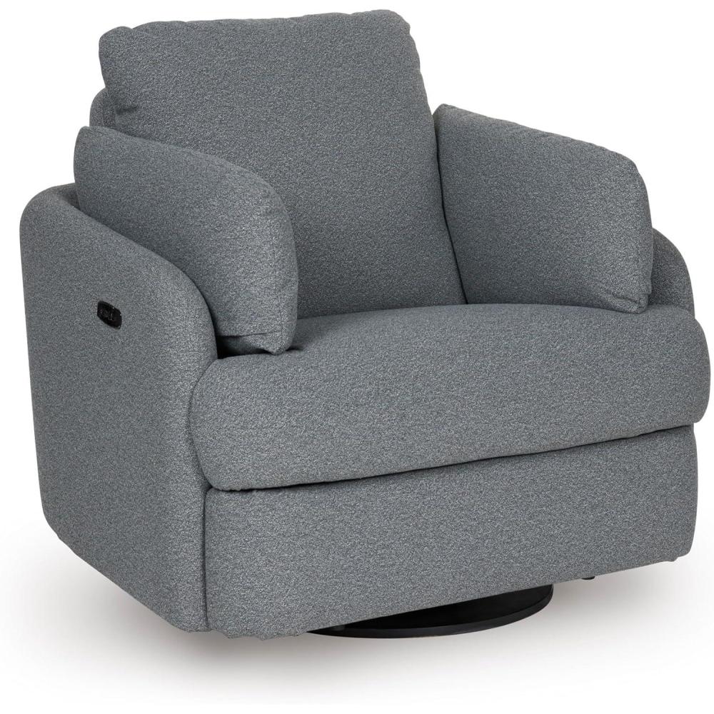 imageSignature Design by Ashley Alainmont NextGen Nuvella Contemporary Stain Resistant Swivel Power Recliner with USB Ports and Hidden Storage GrayGrey