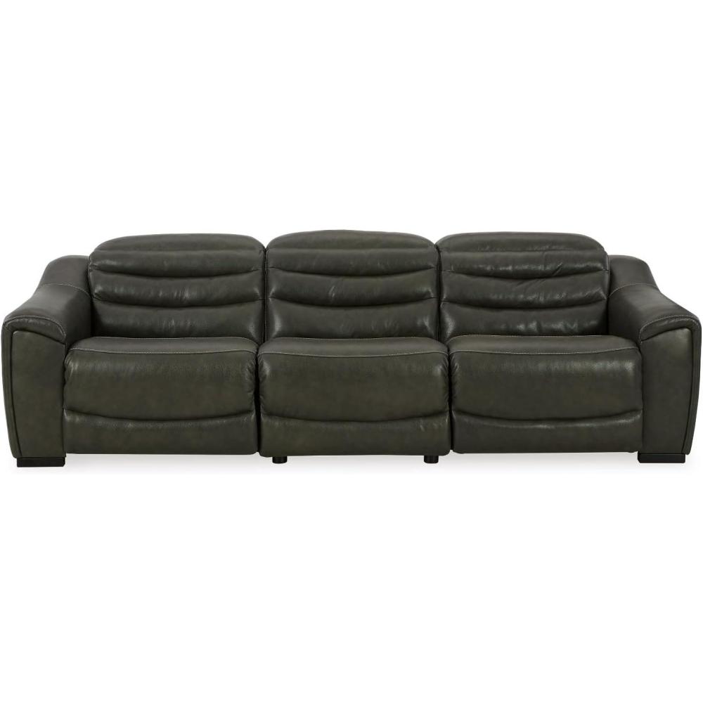 imageSignature Design by Ashley Center Line Casual Power Recliner with Adjustable Headrest Dark Gray3Piece Power Reclining Sectional Sofa