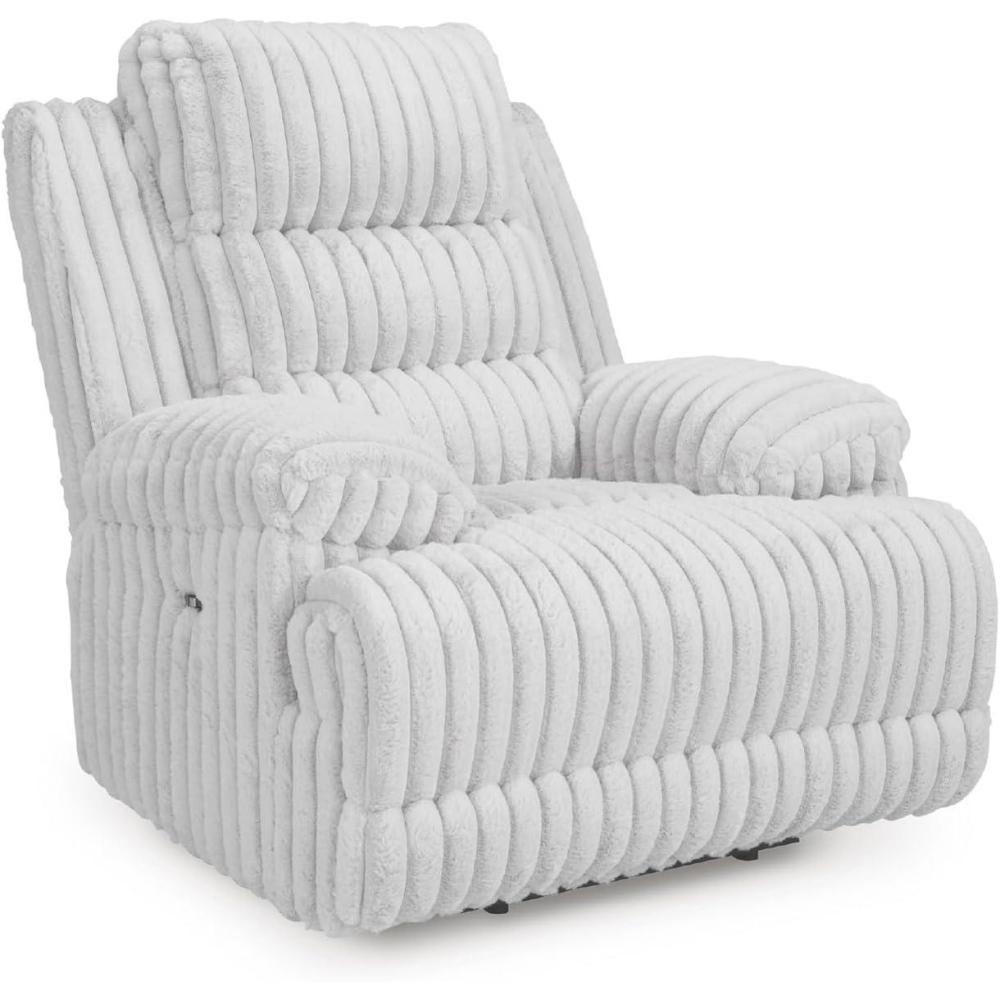 imageSignature Design by Ashley Higgesbee Modern Power Recliner with USB Port and PillowTop Armrest Light GrayLight Gray