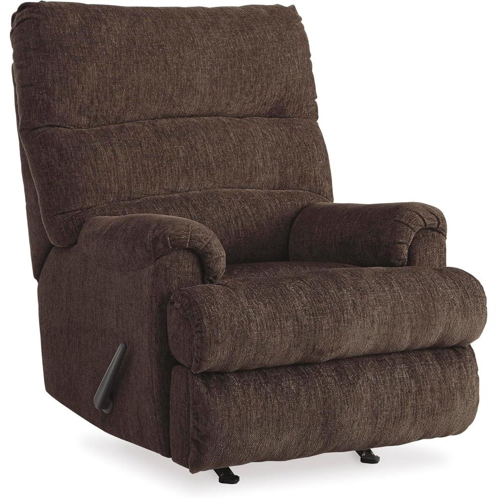 imageSignature Design by Ashley Man Fort Traditional One Pull Rocker Recliner BeigeDark Brown