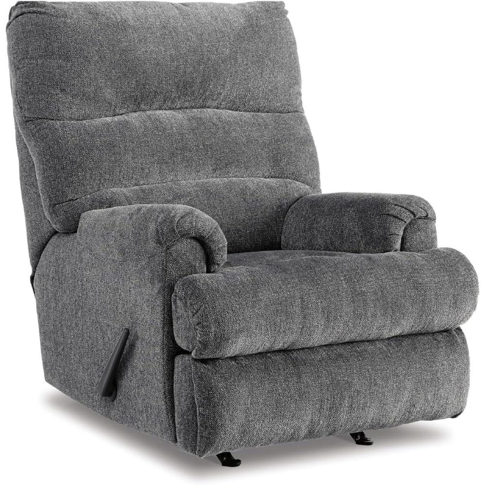 imageSignature Design by Ashley Man Fort Traditional One Pull Rocker Recliner BeigeDark Gray