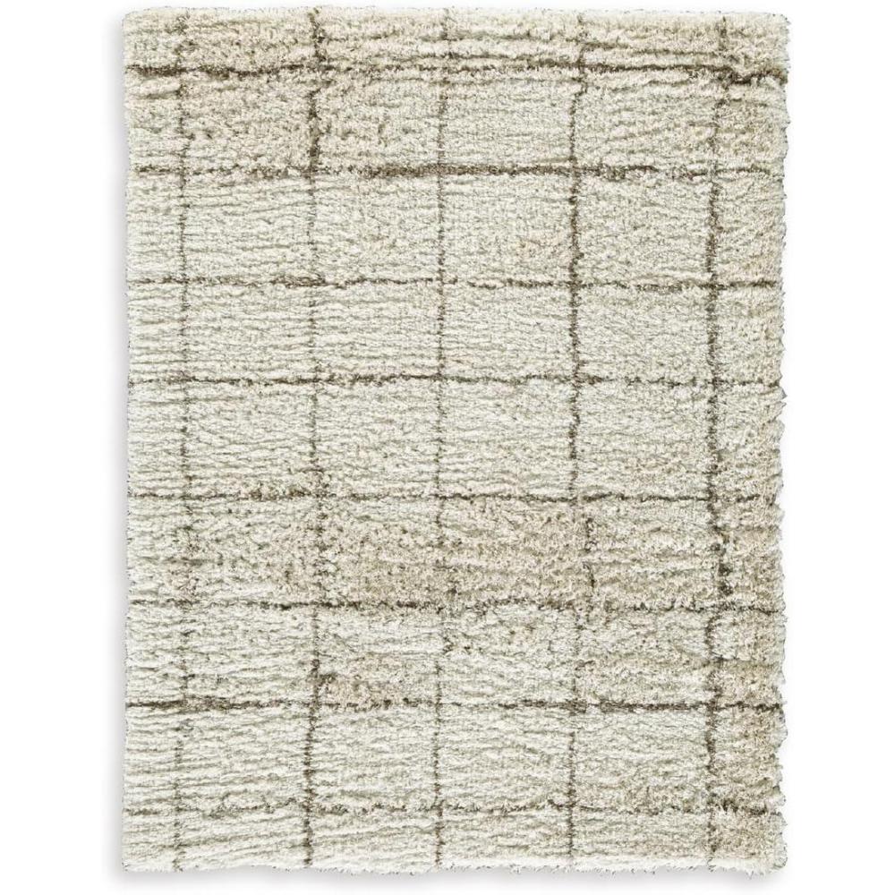 imageSignature Design by Ashley Wrenlow Casual Indoor Stain Resistant Geometric 5 x 7 Shag Rug Gray ampamp WhiteBeige  Brown