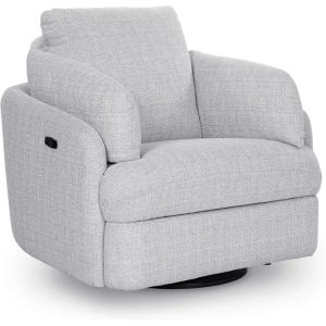 Signature Design by Ashley Alainmont Next-Gen Nuvella Contemporary Stain Resistant Swivel Power Recliner with USB Ports and Hidden Storage, Gray(Light Gray)