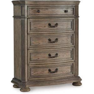 Signature Design by Ashley Ardenfield Classic 3-Drawer Nightstand with USB Ports, Light Brown(20″D x 42″W x 54.5″H (5 Drawers))