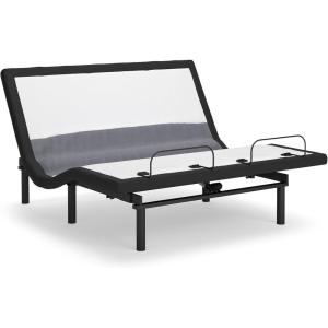 Signature Design by Ashley Best Base with Lumbar and Audio Traditional California King Adjustable Base with LED Lighting and Remote Control, Gray