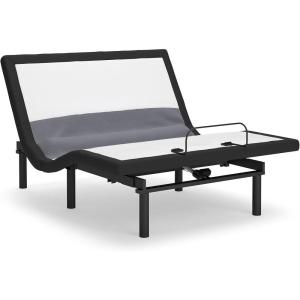 Signature Design by Ashley Best Base with Lumbar and Audio Traditional Queen Adjustable Base with LED Lighting and Remote Control, Gray