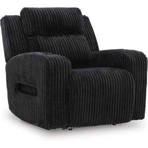 Signature Design by Ashley Broad Cove Casual LED Power Recliner with Adjustable Headrest, Storage and USB Ports, Black(Black)