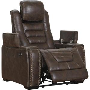 Signature Design by Ashley Broad Cove Casual LED Power Recliner with Adjustable Headrest, Storage and USB Ports, Black(Dark Brown)