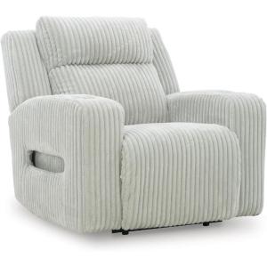 Signature Design by Ashley Broad Cove Casual LED Power Recliner with Adjustable Headrest, Storage and USB Ports, Black(Light Gray)