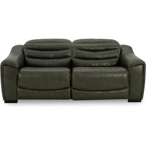 Signature Design by Ashley Center Line Casual Power Recliner with Adjustable Headrest, Dark Gray(2-Piece Power Reclining Sectional Loveseat)