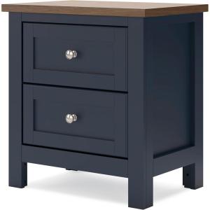 Signature Design by Ashley Landocken Vintage 2 Drawer Nightstand for Bedrooom, Blue & Light Brown